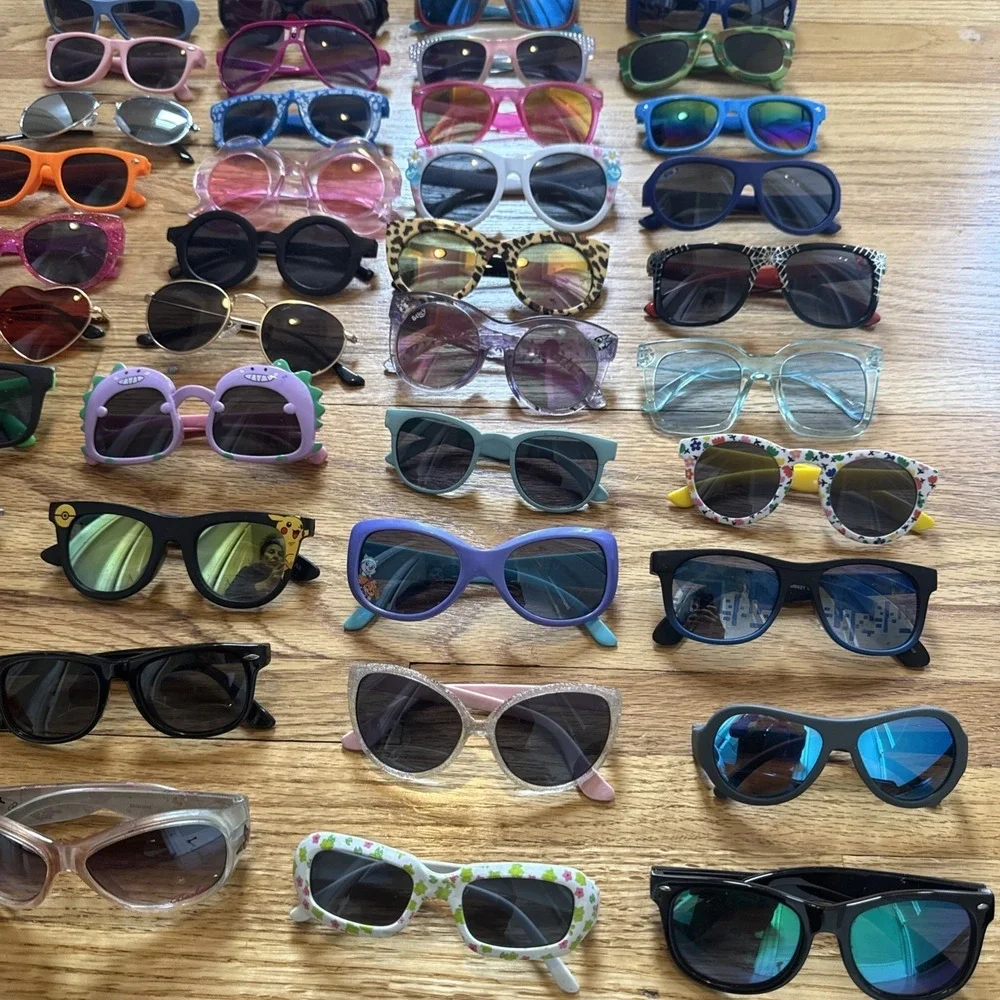 Lot Of 40 Mixed KIDS Sunglasses MultiColor & Styles: Wayfarer-Wrap-Round-Square